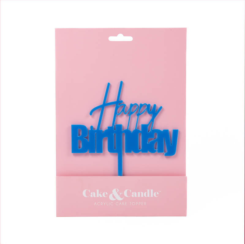 FUN HAPPY BIRTHDAY CAKE TOPPER - BLUE