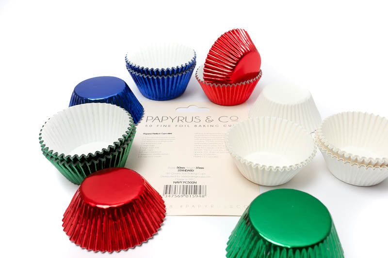 MEDIUM RED FOIL BAKING CUPS (50 PACK) - 44MM BASE