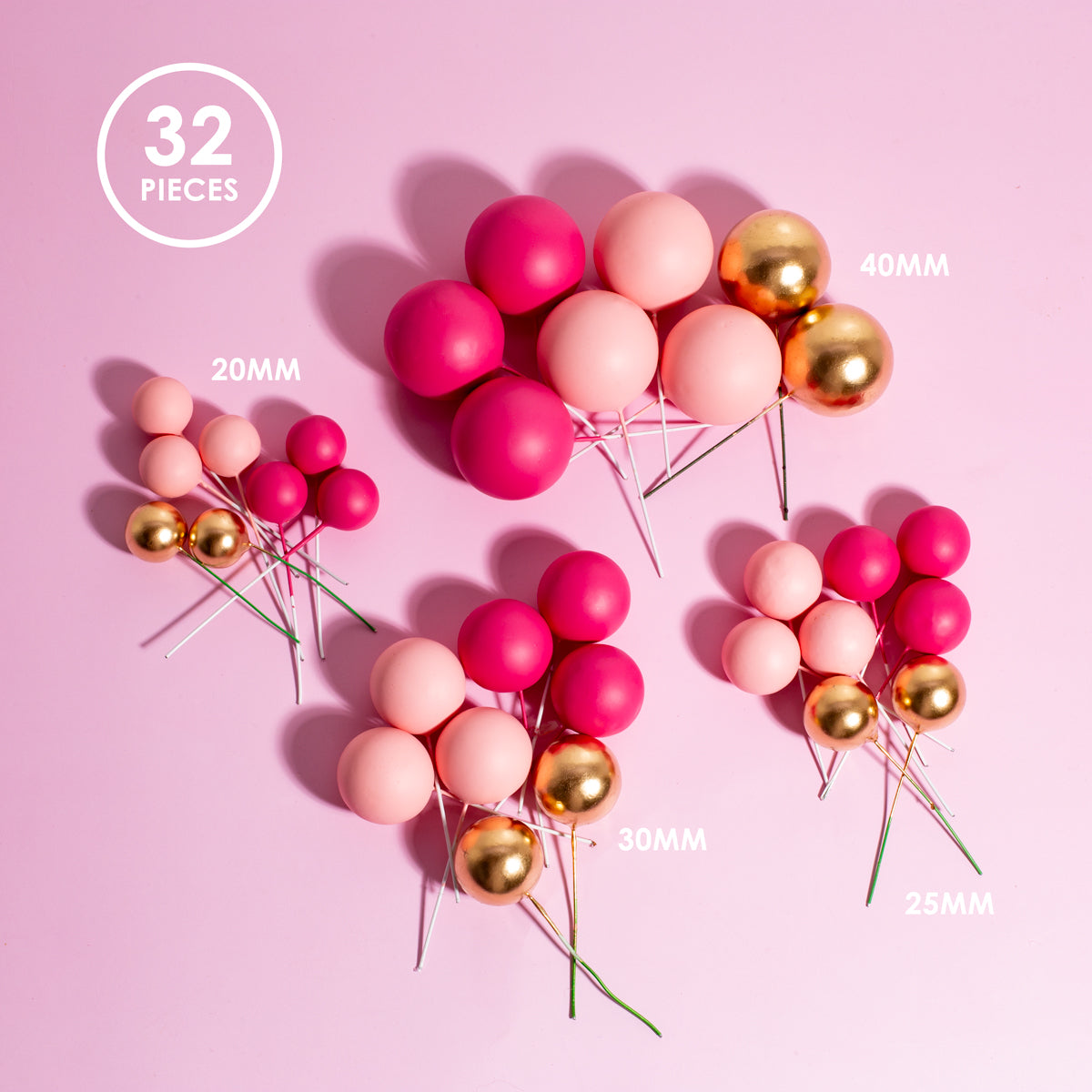 SPRINKS 32 Cake Ball Toppers - PRETTY IN PINK (ONLINE ONLY)
