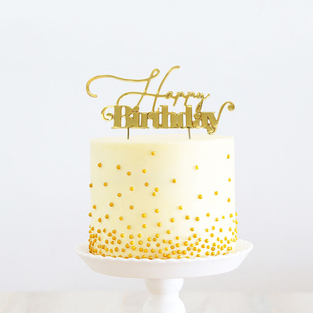 GOLD Metal Cake Topper - HAPPY BIRTHDAY 1 (ONLINE ONLY)