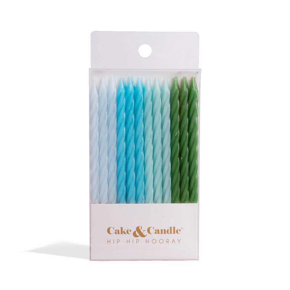 8cm BLUE to GREEN Spiral Candles (Pack of 24)(ONLINE ONLY)