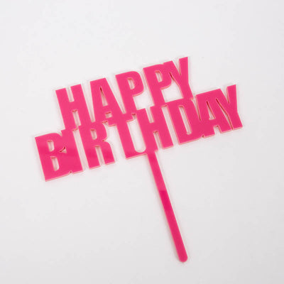 BOLD HAPPY BIRTHDAY CAKE TOPPER - PINK