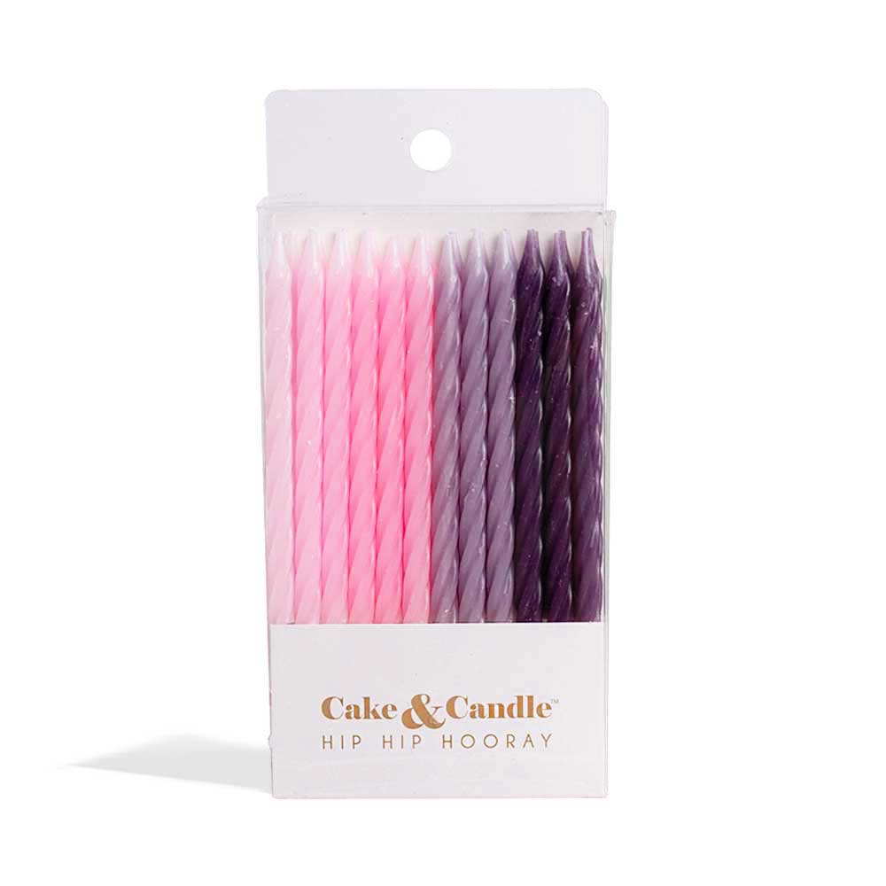 8cm PINK to PURPLE Spiral Candles (Pack of 24) (ONLINE ONLY)