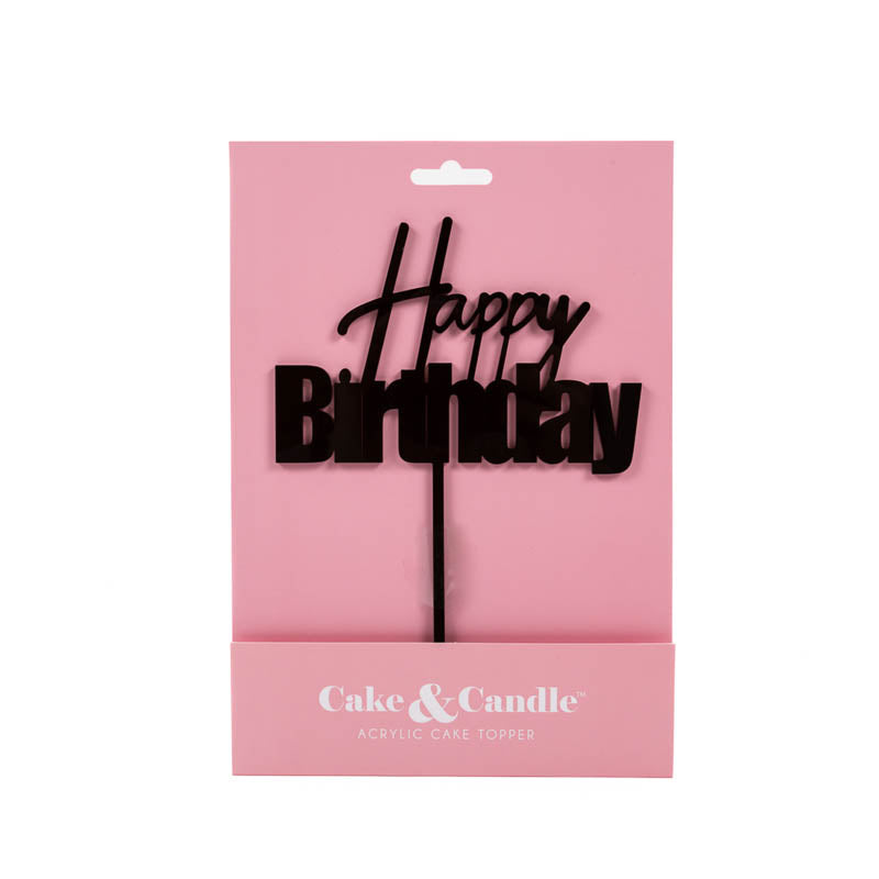 FUN HAPPY BIRTHDAY CAKE TOPPER - BLACK