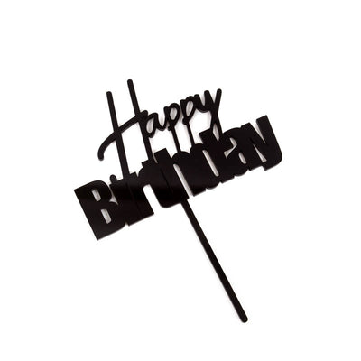 FUN HAPPY BIRTHDAY CAKE TOPPER - BLACK