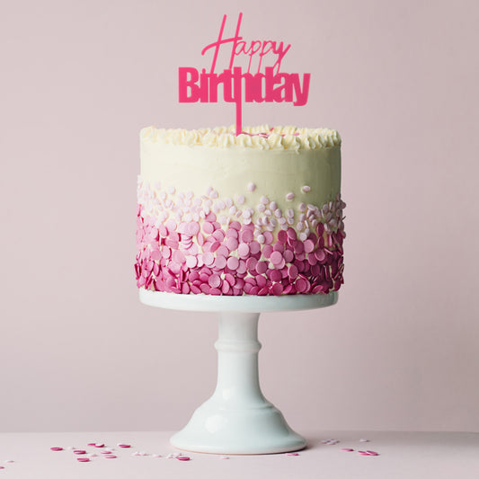 FUN HAPPY BIRTHDAY CAKE TOPPER - PINK