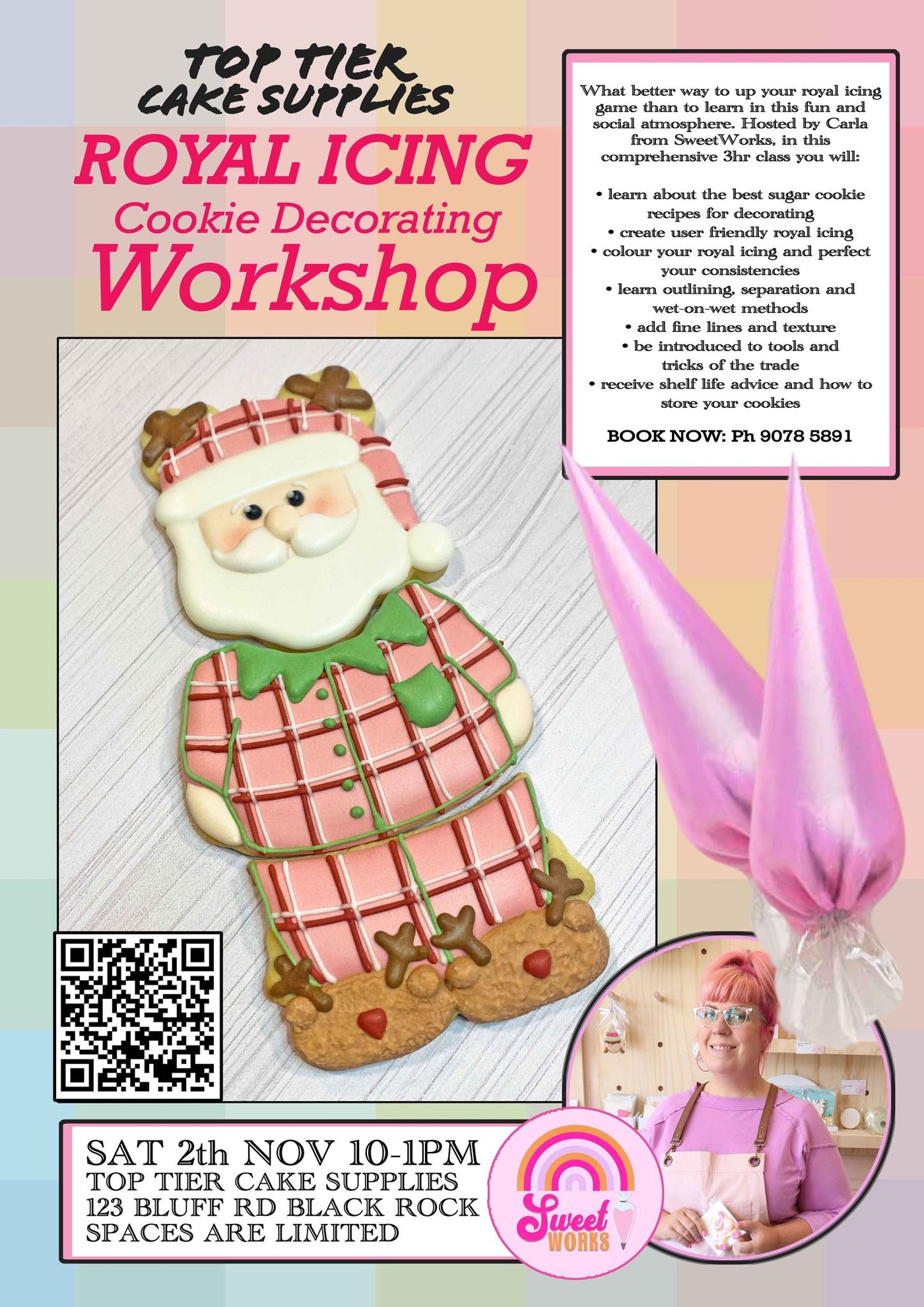 Adults Class : Royal Icing Cookie Class Santa Clause Saturday 2nd November 10AM-1PM