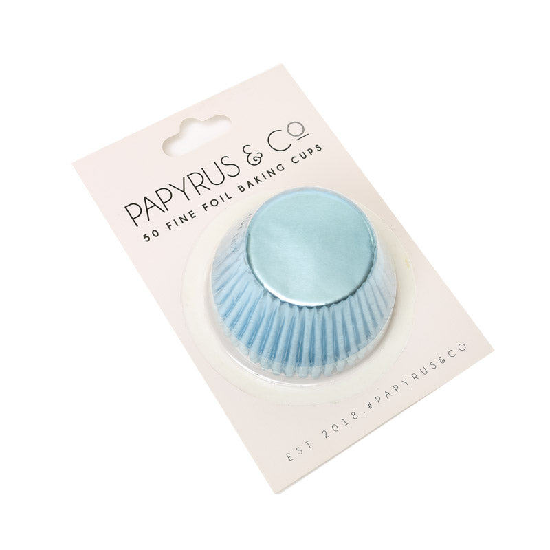 MEDIUM PASTEL BLUE FOIL BAKING CUPS (50 PACK) - 44MM BASE