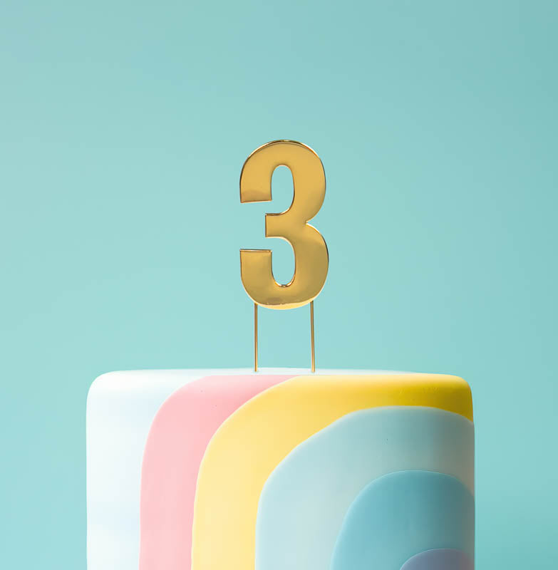 BOLD Cake Topper - GOLD NUMBER 3(ONLINE ONLY)