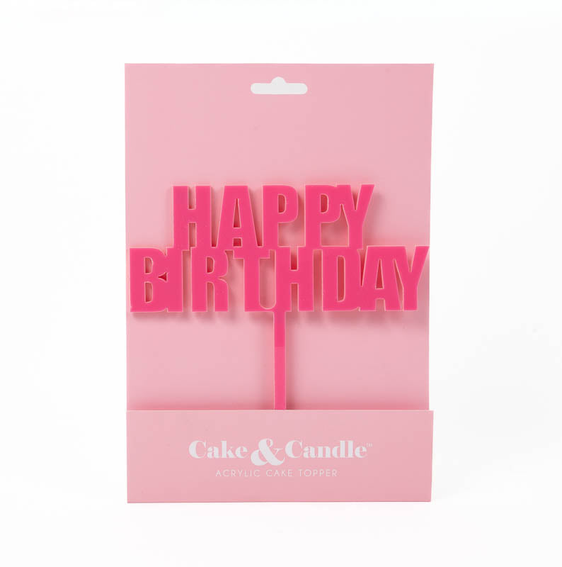 BOLD HAPPY BIRTHDAY CAKE TOPPER - PINK