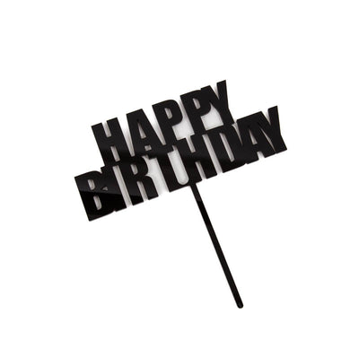 BOLD HAPPY BIRTHDAY CAKE TOPPER - BLACK