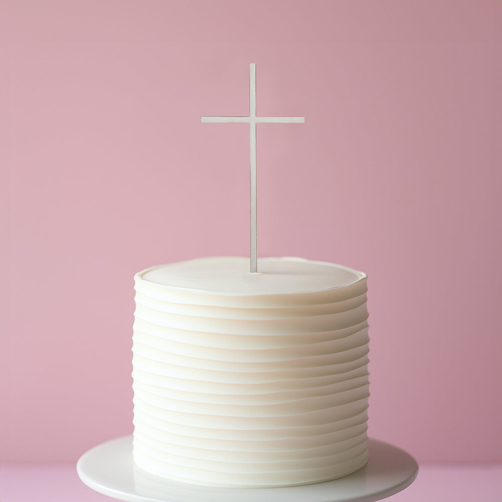 SILVER Metal Cake Topper - FINE CROSS (ONLINE ONLY)