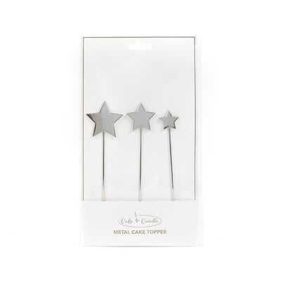 SILVER METAL CAKE TOPPER - STARS (ONLINE ONLY)