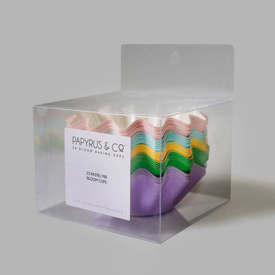 PASTEL MIX BLOOM BAKING CUPS IN PVC BOX - 25 PACK