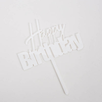 FUN HAPPY BIRTHDAY CAKE TOPPER - WHITE