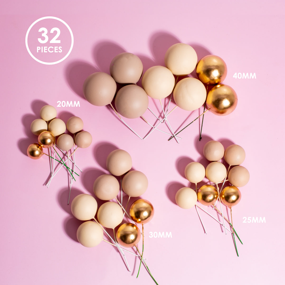 SPRINKS 32 Cake Ball Toppers - CHAMPAGNE GOLD (ONLINE ONLY)