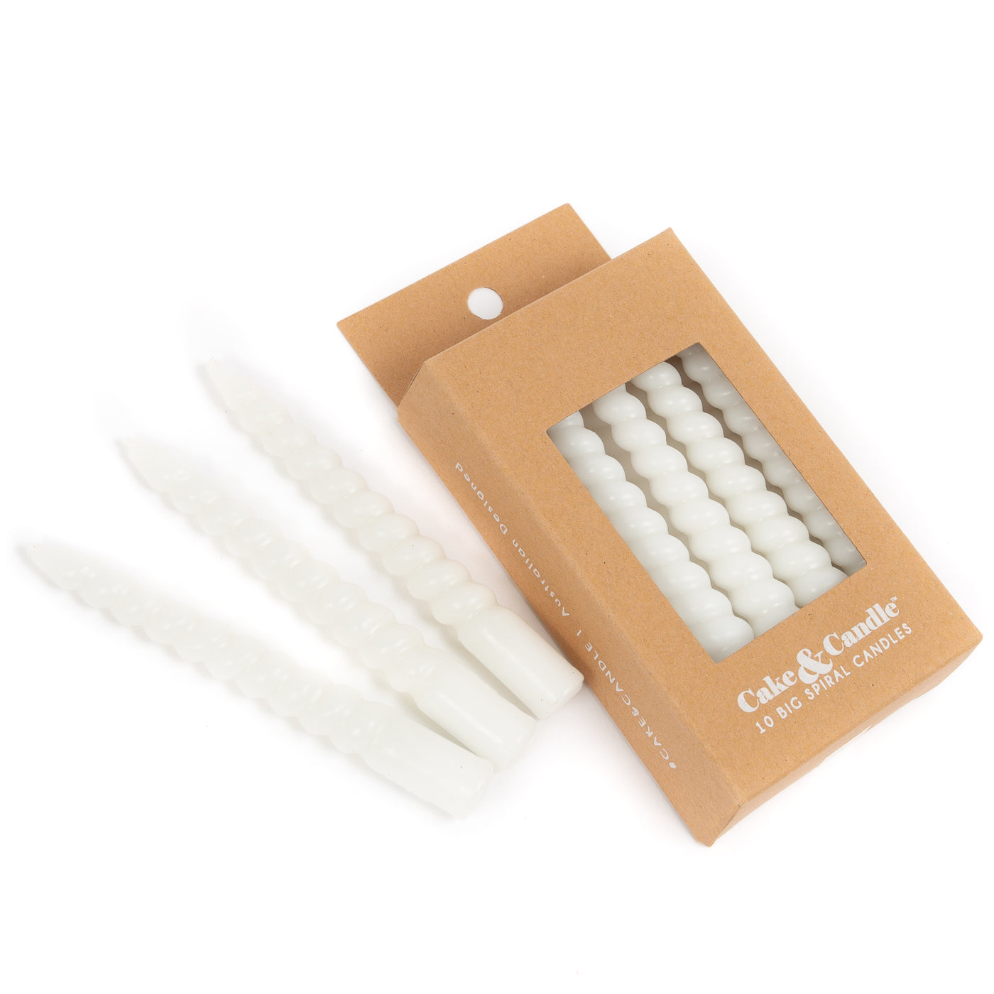 10CM WHITE LARGE SPIRAL CANDLES (PACK OF 10) (ONLINE ONLY)