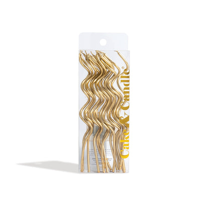 13cm SWIRLY Cake Candles GOLD (Pack of 16) (ONLINE ONLY)