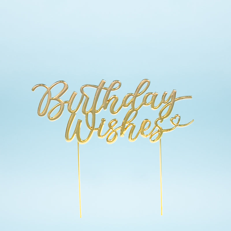 GOLD Metal Cake Topper - BIRTHDAY WISHES (ONLINE ONLY)