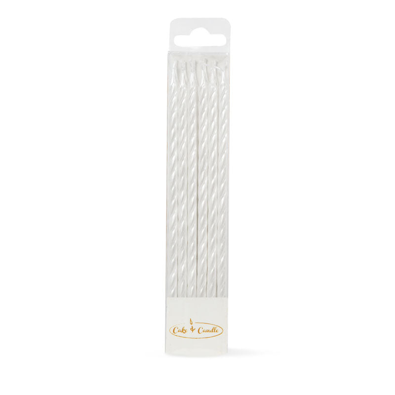 SPIRAL Cake Candles PEARLISED WHITE (Pack of 12)(ONLINE ONLY)