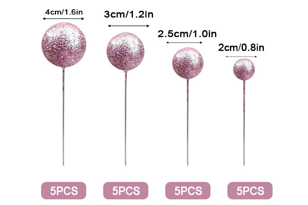 Glitter Pink Ball Topper 20Pcs