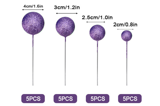 Glitter Purple Ball Topper 20Pcs