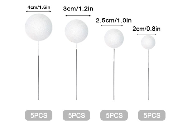 Glitter White Ball Topper 20Pcs