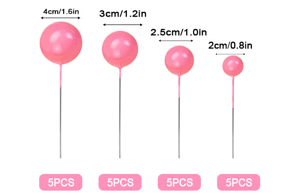 Hot Pink Ball Topper 20Pcs