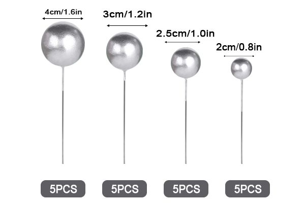 Metallic Silver Ball Topper 20Pcs