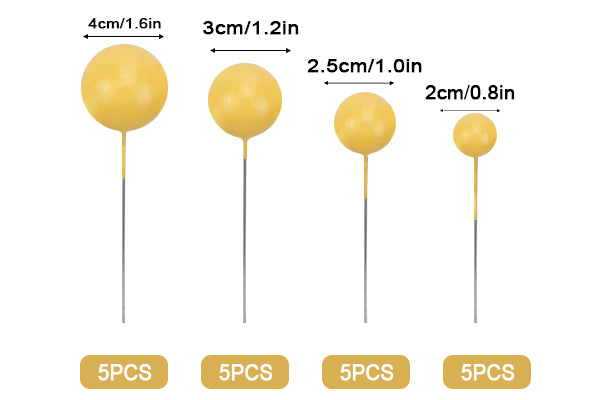 Yellow Ball Topper 20Pcs