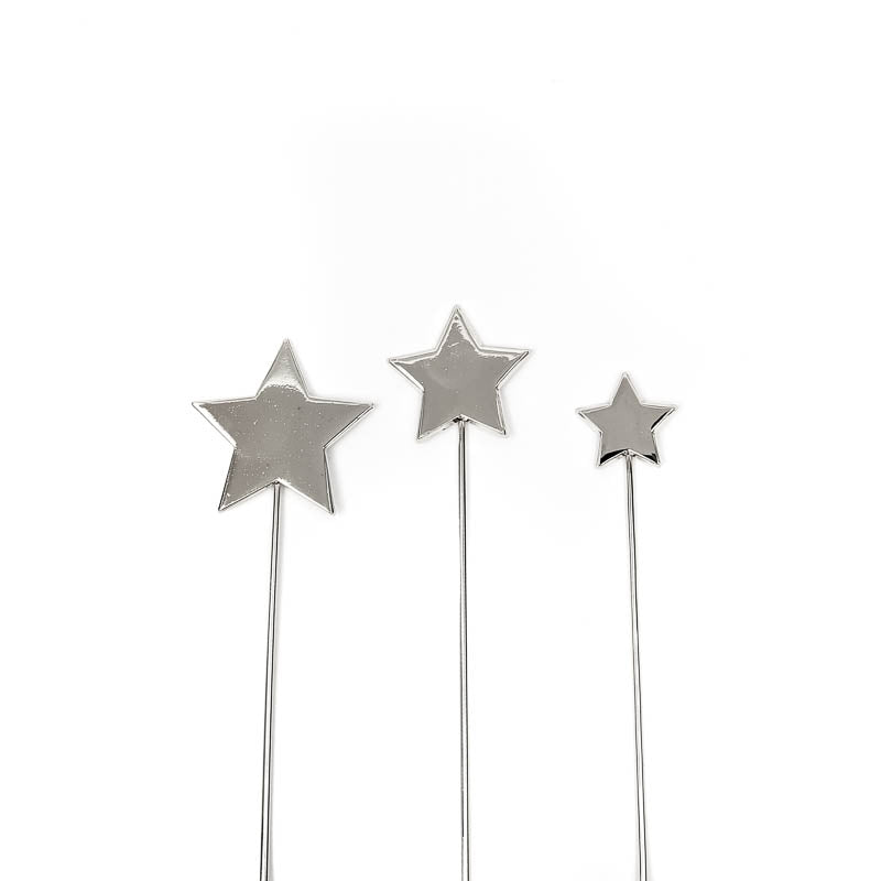 SILVER METAL CAKE TOPPER - STARS (ONLINE ONLY)