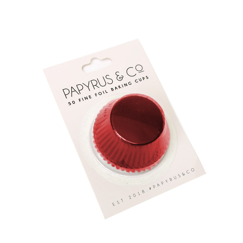 MEDIUM RED FOIL BAKING CUPS (50 PACK) - 44MM BASE