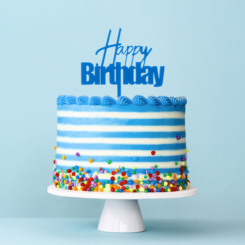 FUN HAPPY BIRTHDAY CAKE TOPPER - BLUE