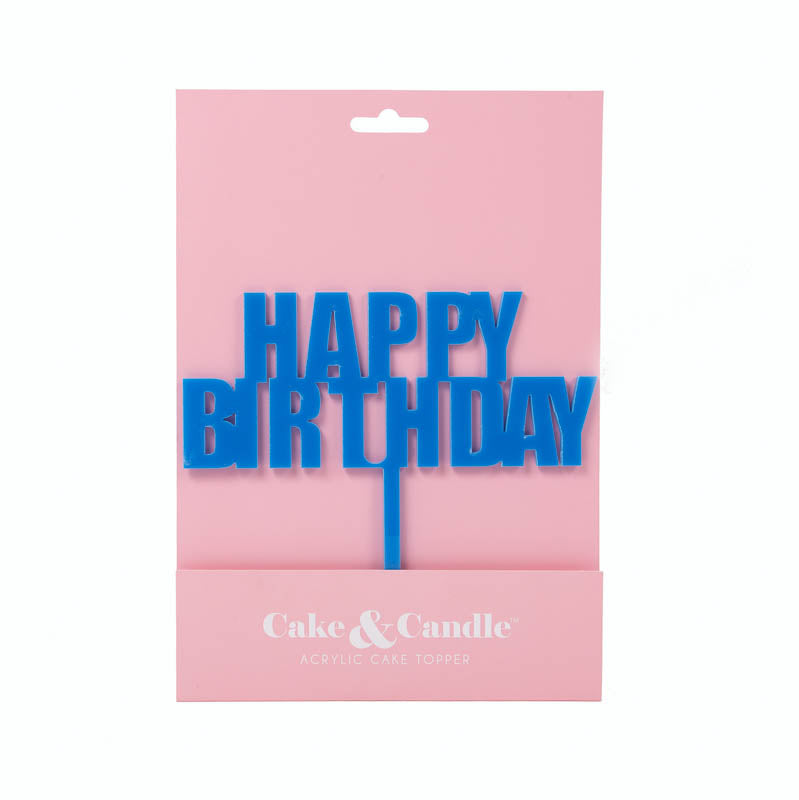 BOLD HAPPY BIRTHDAY CAKE TOPPER - BLUE