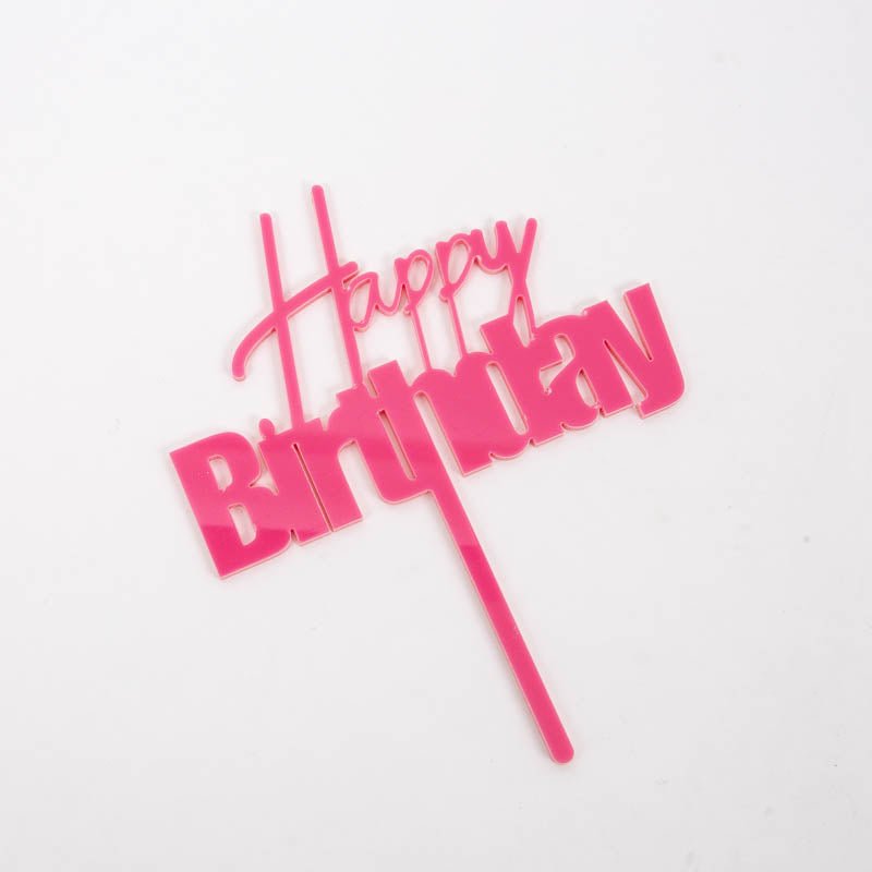 FUN HAPPY BIRTHDAY CAKE TOPPER - PINK