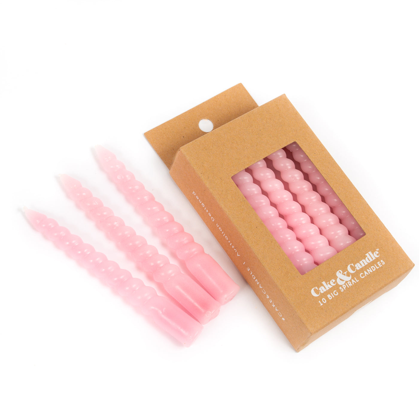 10CM PINK LARGE SPIRAL CANDLES (PACK OF 10)