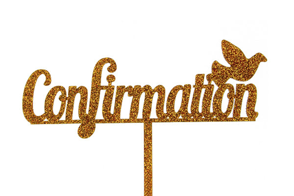 Confirmation – Acrylic Cake Topper – Gold Glitter