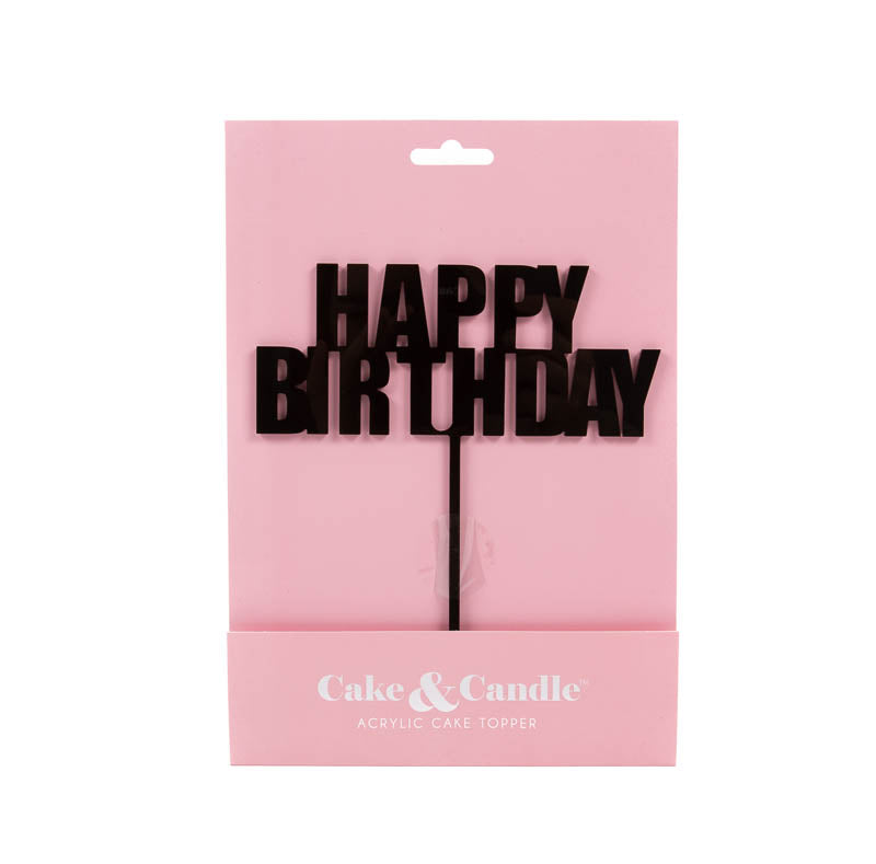 BOLD HAPPY BIRTHDAY CAKE TOPPER - BLACK