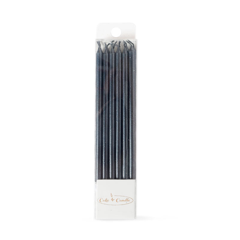 12cm Tall Cake Candles BLACK (Pack of 12) (ONLINE ONLY)