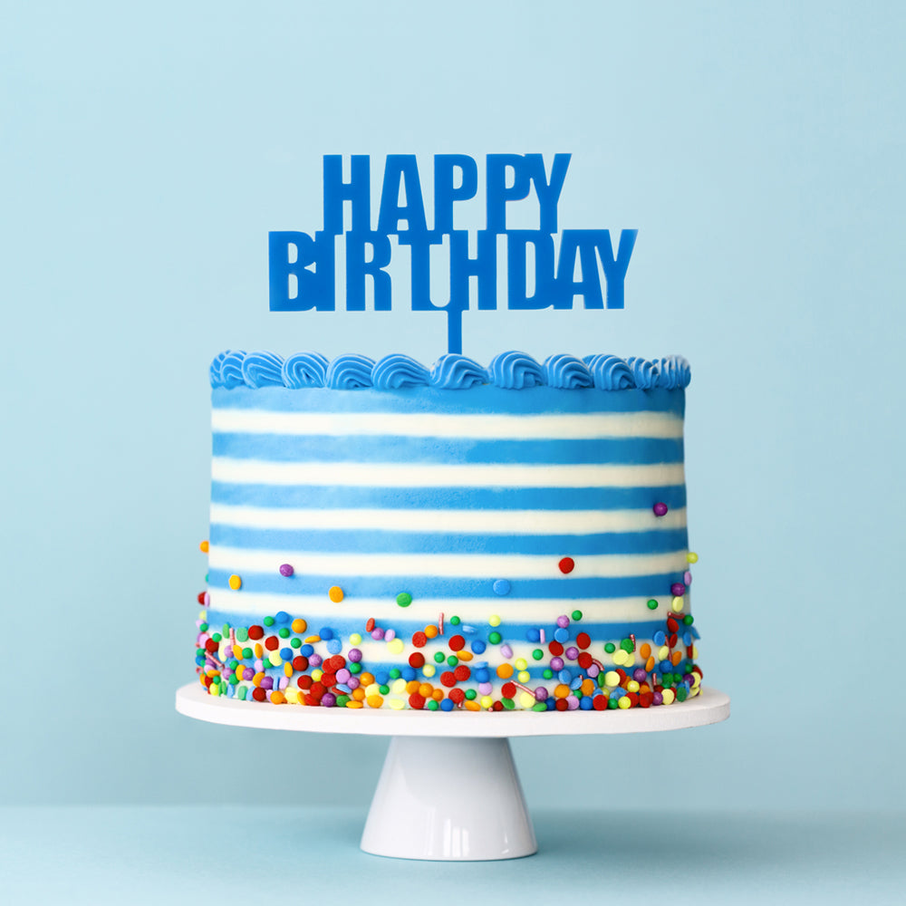 BOLD HAPPY BIRTHDAY CAKE TOPPER - BLUE