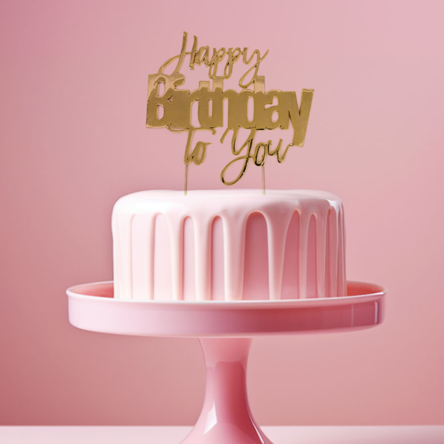 GOLD Metal Cake Topper - HAPPY BIRTHDAY TO YOU(ONLINE ONLY)