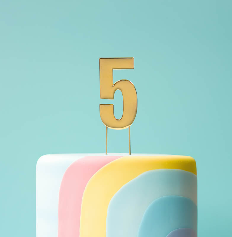 BOLD Cake Topper - GOLD NUMBER 5(ONLINE ONLY)