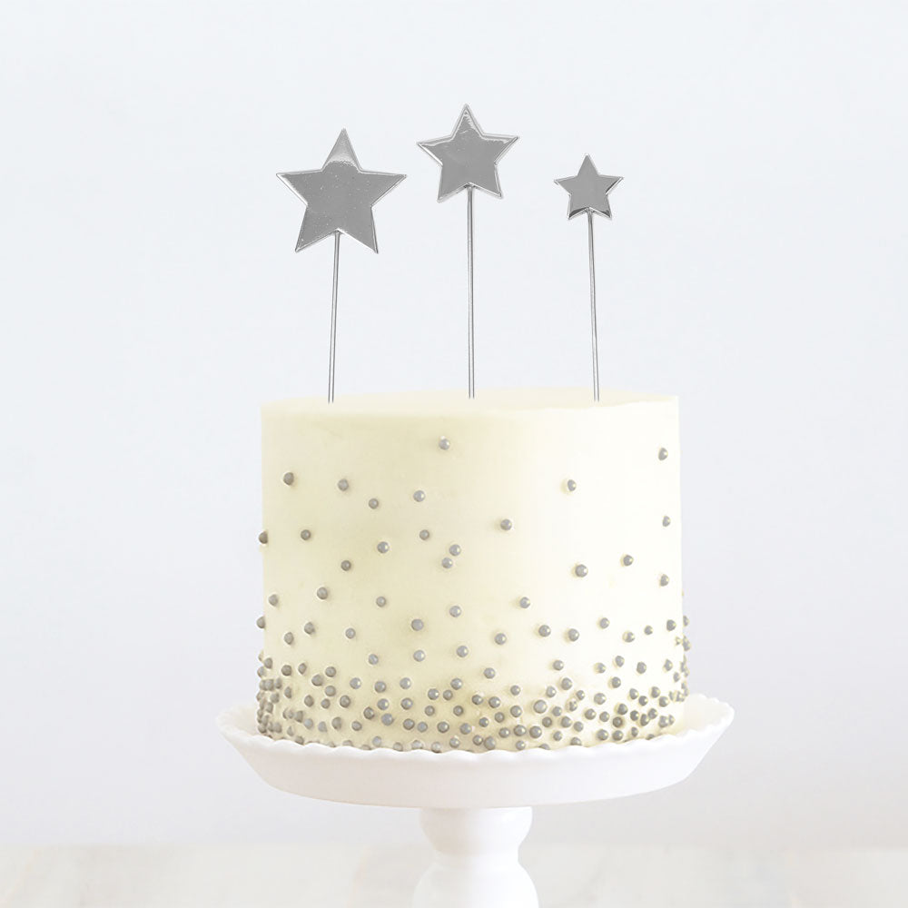 SILVER METAL CAKE TOPPER - STARS (ONLINE ONLY)