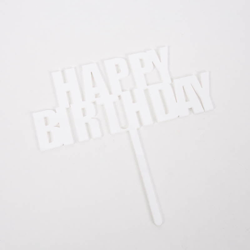 BOLD HAPPY BIRTHDAY CAKE TOPPER - WHITE