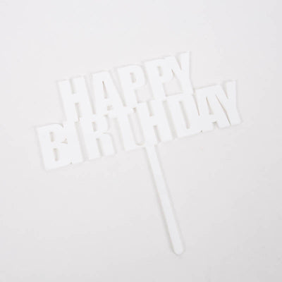 BOLD HAPPY BIRTHDAY CAKE TOPPER - WHITE