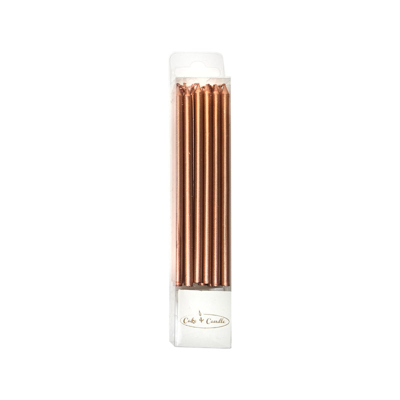 12cm Tall Cake Candles ROSE GOLD (Pack of 12) (ONLINE ONLY)