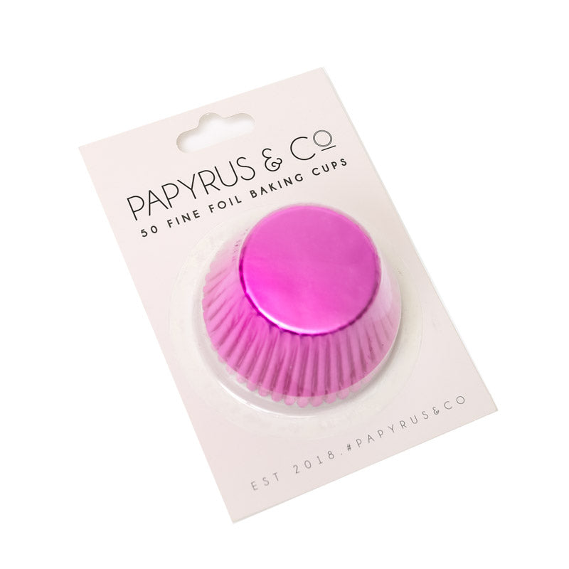 STANDARD HOT PINK FOIL BAKING CUPS (50 PACK) - 50MM BASE