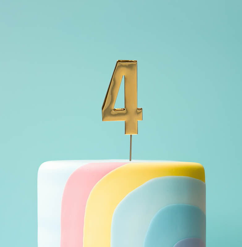 BOLD Cake Topper - GOLD NUMBER 4(ONLINE ONLY)