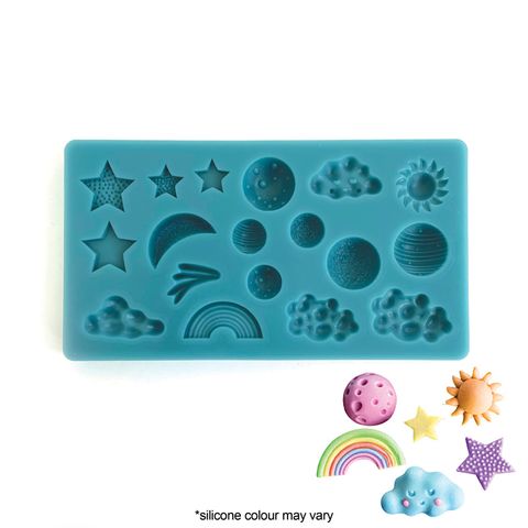 CLOUDS, MOON, MARS RAINBOW & STARS SILICONE MOULD