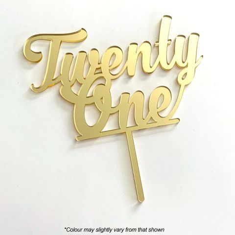 NUMBER TWENTY ONE GOLD MIRROR ACRYLIC CAKE TOPPER